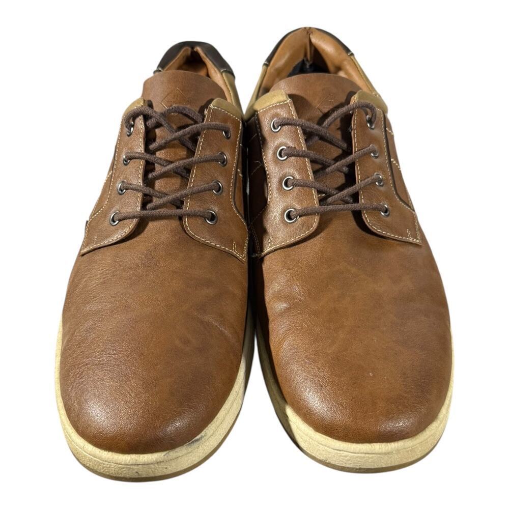 Hawker Rye Shoes Men’s 13 Larelissi Contrast Stitch Sneakers Brown Leather Lace - Picture 4 of 10